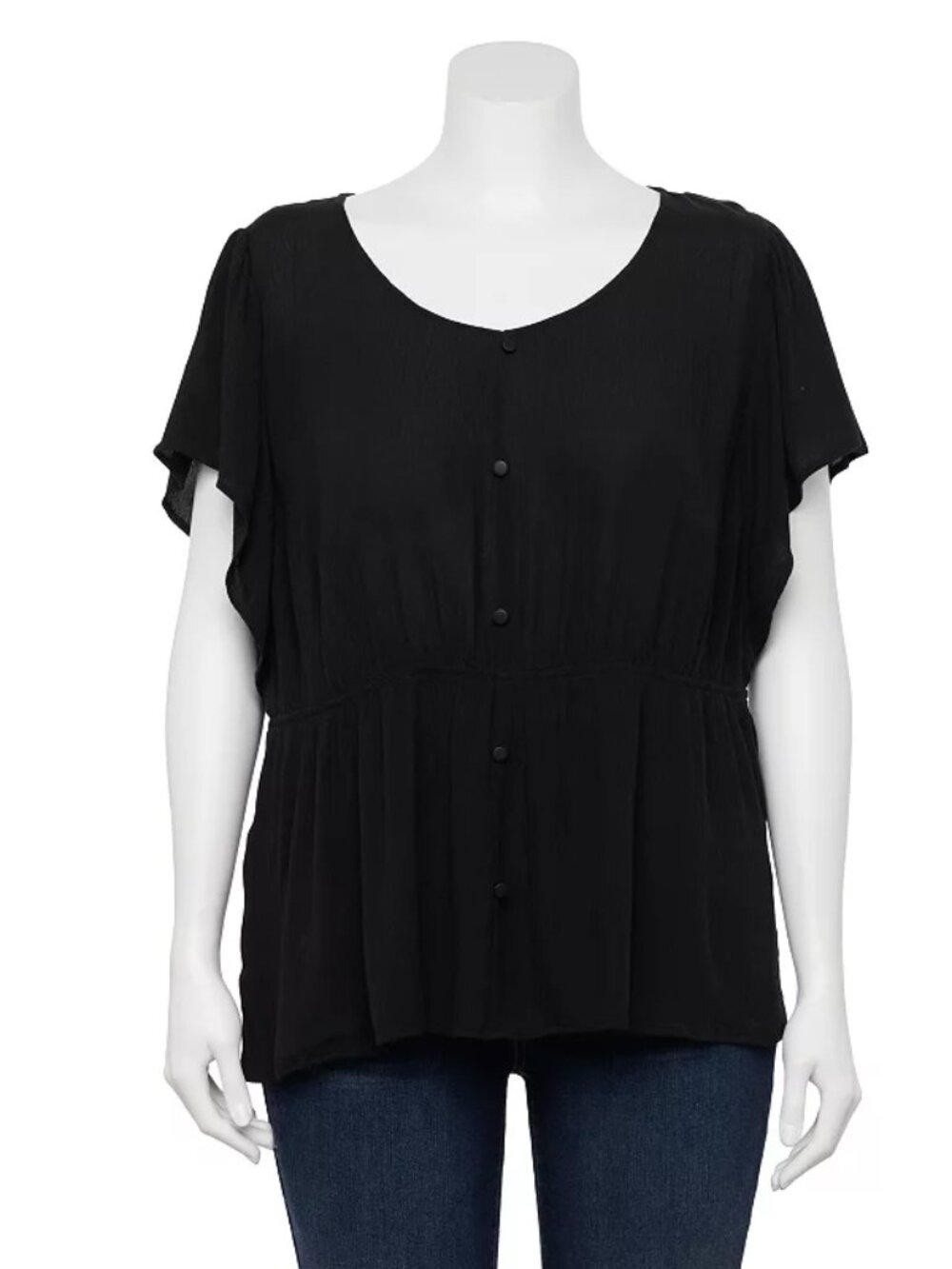 Women's Sonoma Goods For Life Plus Size Flutter Sleeve Top - Black - 2X - NWT